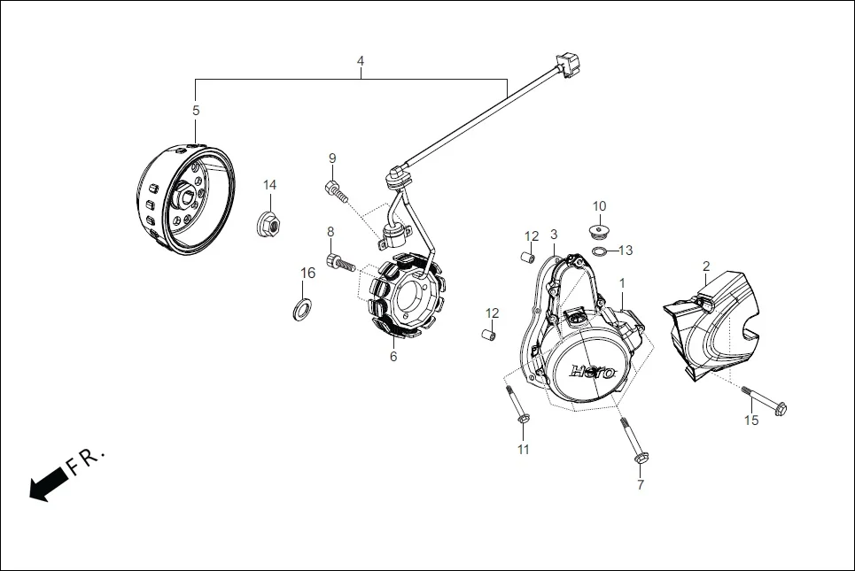 E-7A-SELF LEFT CRANKCASE COVER/ A.C. GEN. ASSY. (SELF START)