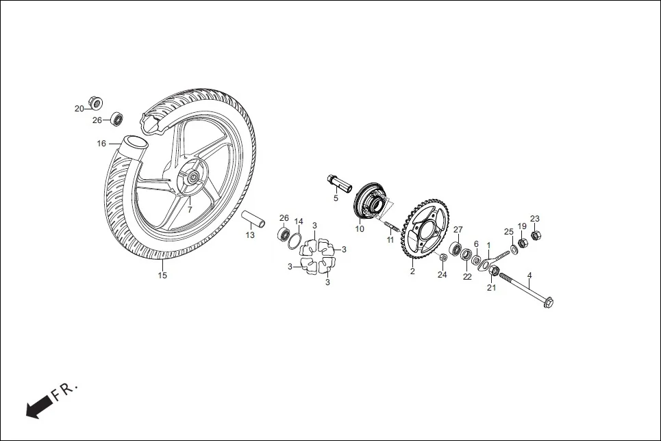 F-11-SELF-CAST REAR WHEEL diagram showing 90309-357-000