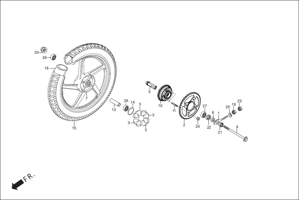 F-11-KICK_CAST REAR WHEEL diagram showing K42426AACAH00S