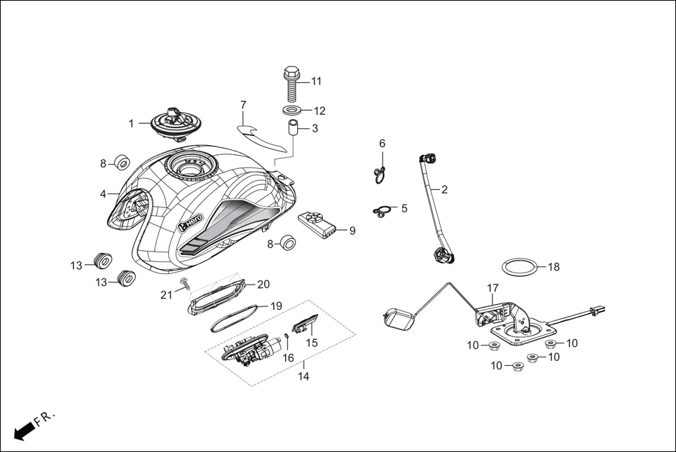 F-13-SELF FUEL TANK diagram showing 95002-02100