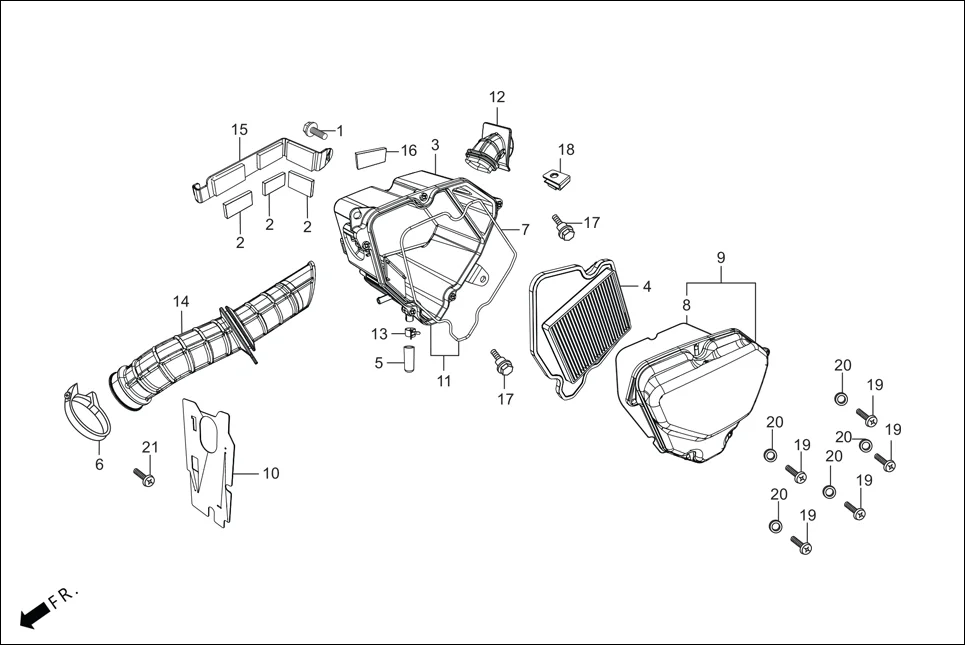 F-15 AIR CLEANER assembly diagram for Hero HF Deluxe i3S BSVI (Jan, 2020)