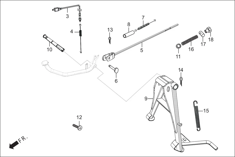 F-18-KICK MAIN STAND/PEDAL BRAKE diagram showing 94201-20150