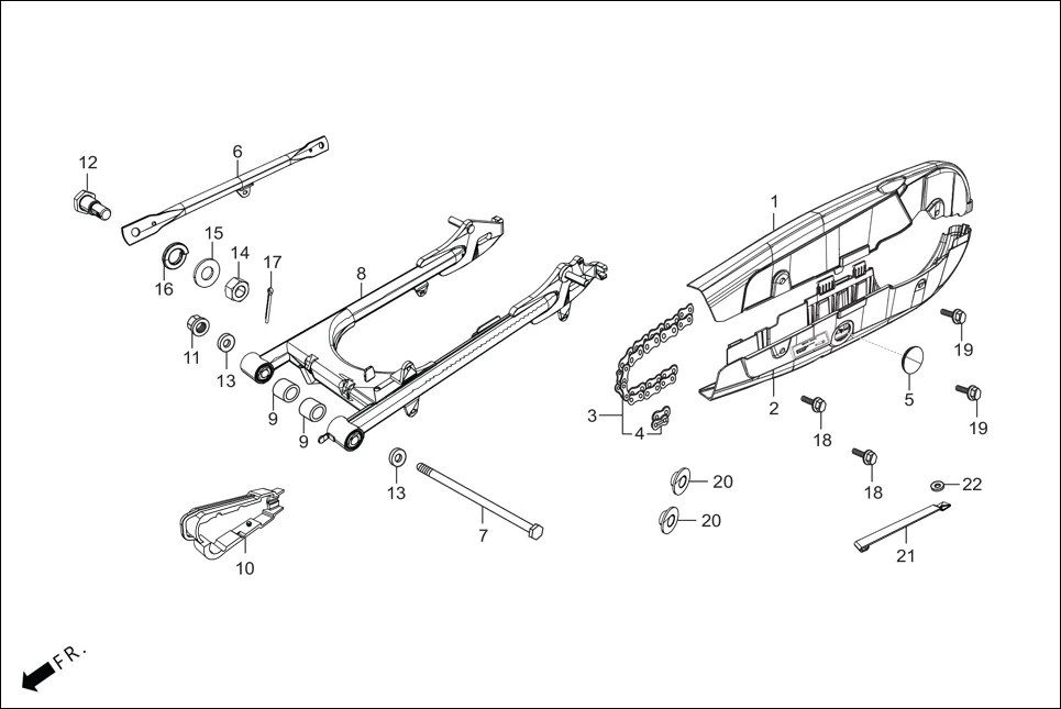 F-19 REAR FORK/CHAIN CASE diagram showing 94101-04000