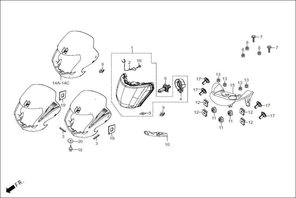 F-1-KICK HEAD LIGHT diagram showing 83403-KST-950