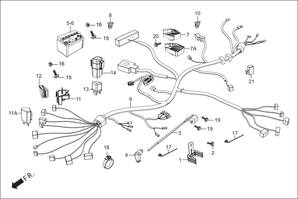 F-24-SELF WIRE HARNESS/BATTERY diagram showing 32100-ACK-010