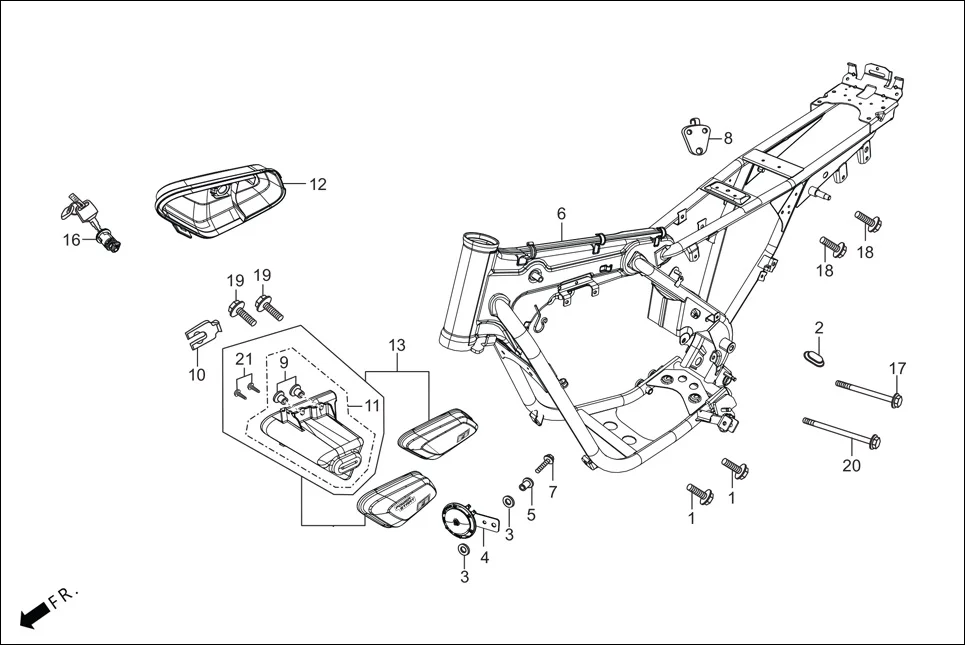 F-25-KICK FRAME BODY/UTILITY BOX diagram showing 38117-KFE-701