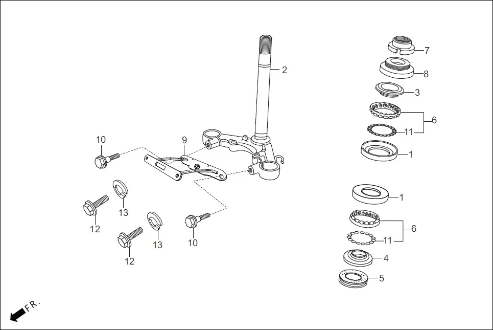 F-5 STEERING STEM diagram showing 94111-08000