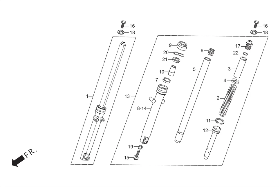 F-7-KICK FRONT FORK diagram showing 51401-KST-941