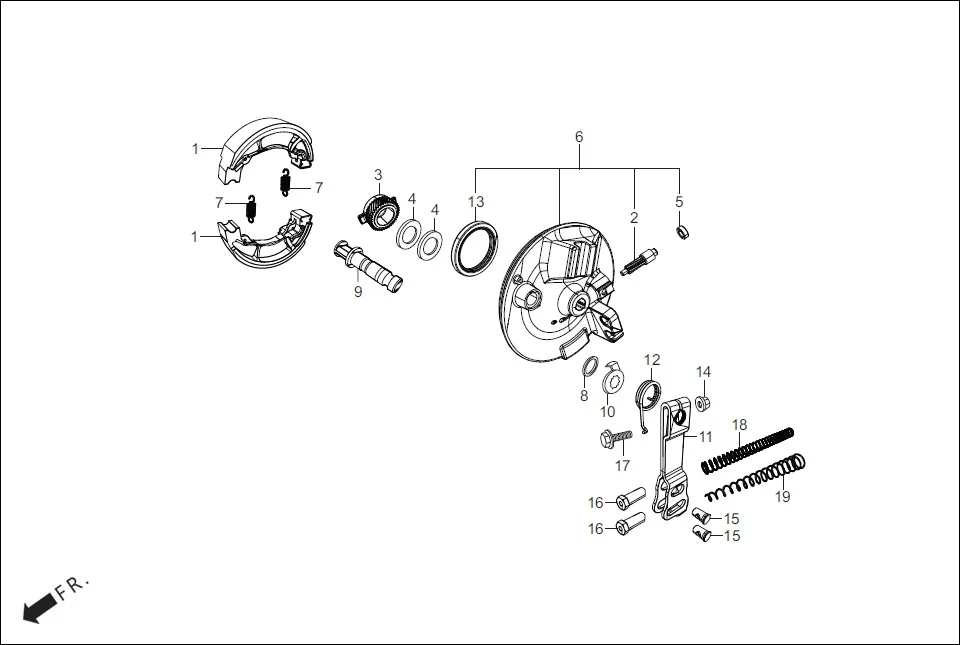 F-8-SELF FR. BRAKE PANEL assembly diagram for Hero HF Deluxe i3S BSVI (Jan, 2020)