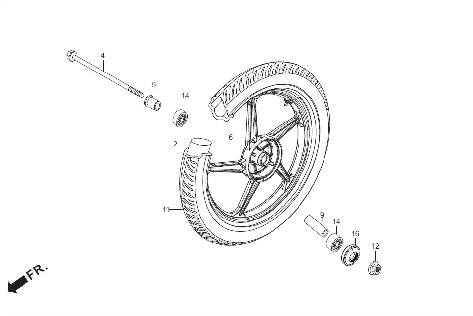 F-9-SELF-CAST FRONT WHEEL diagram showing 44601-AAH-F32