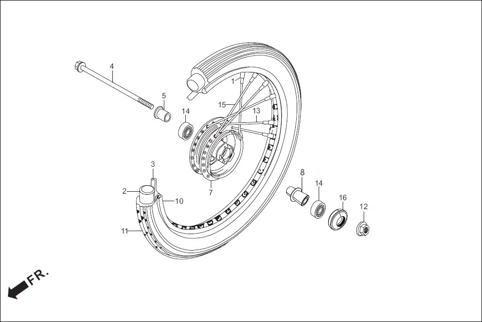 F-9-KICK_SPOKE FRONT WHEEL diagram showing 90306-KST-942