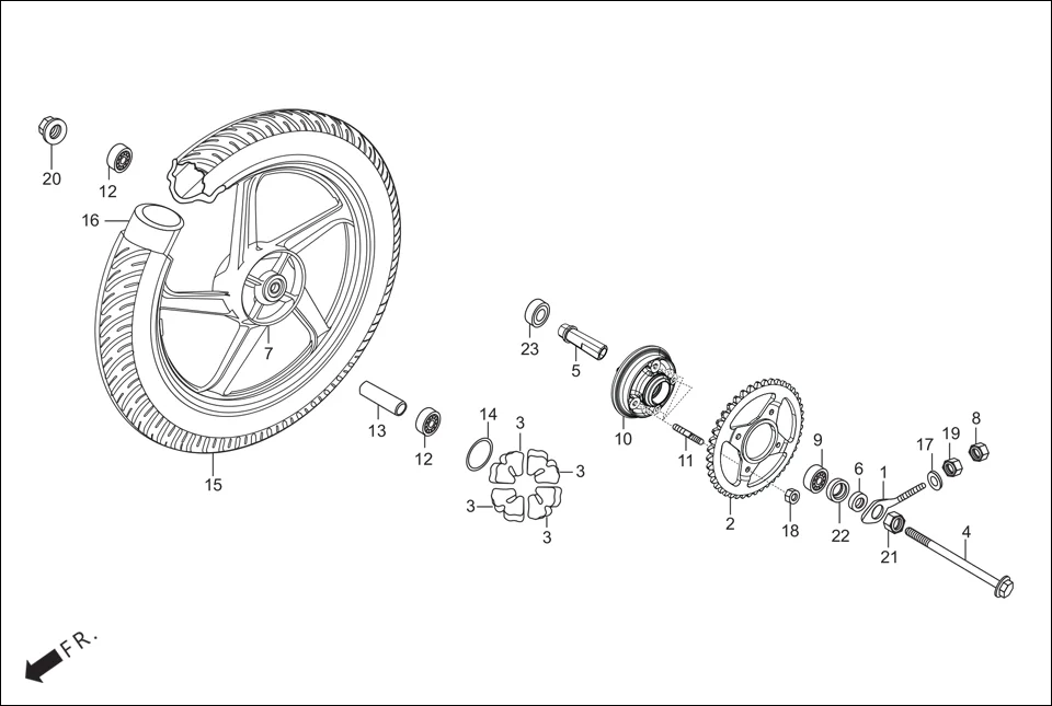 F-11 REAR WHEEL diagram showing 90302-KBP-900