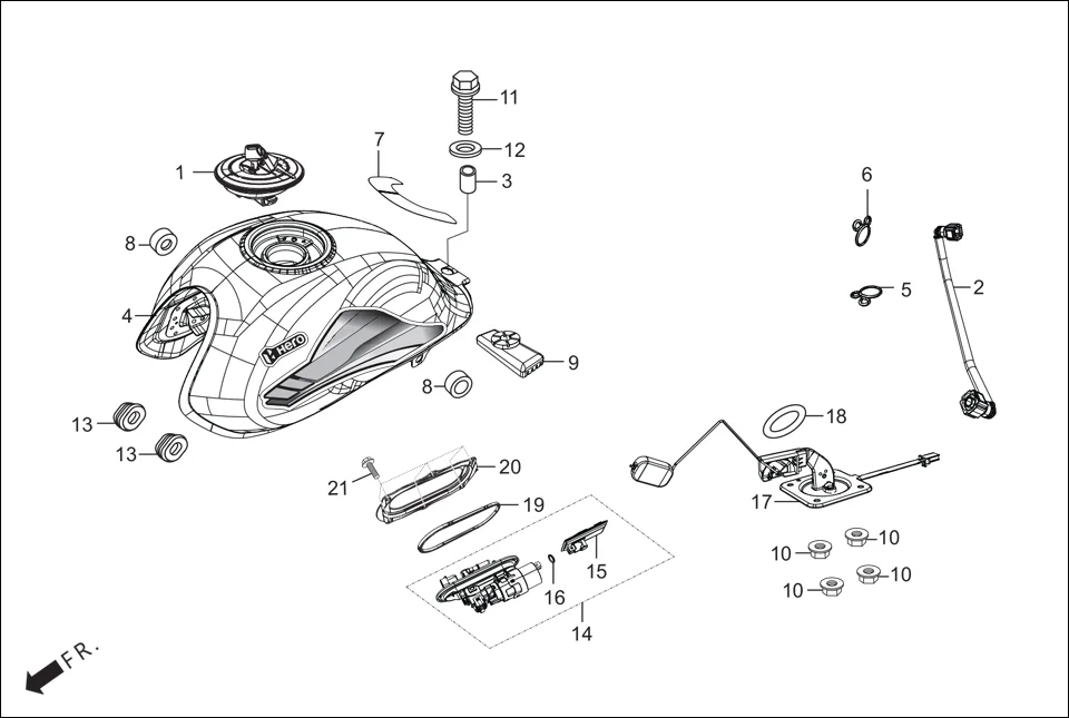 F-13 FUEL TANK diagram showing 90324-KST-940