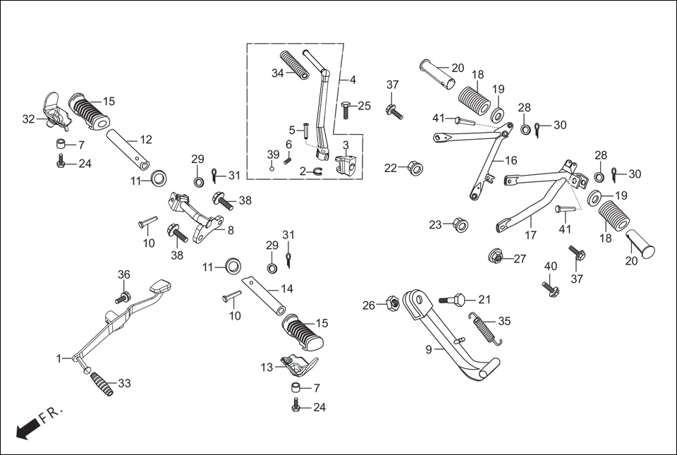 F-17 STEP ASSY./KICK STARTER/GEAR CHANGE PEDAL/SIDE STAND/PILLION STEP. diagram showing 95014-72302