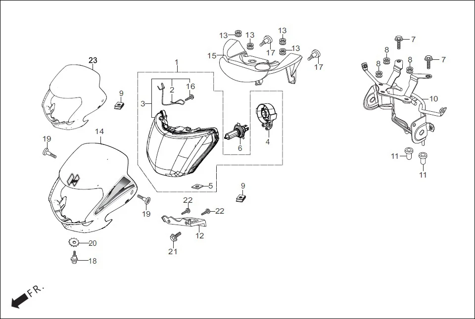F-1 HEAD LIGHT diagram showing 95701-06010-07