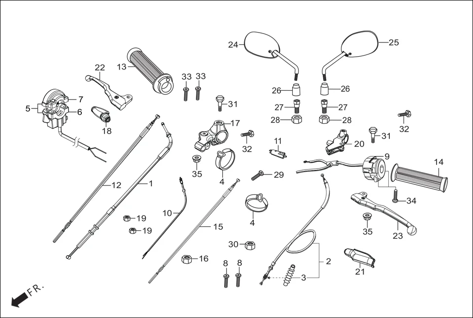 F-3 HANDLE LEVER/SWITCH/CONTROL CABLE diagram showing 53172-KTC-920