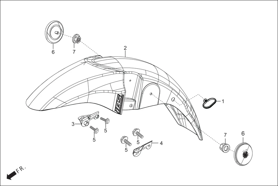 F-6 FRONT FENDER diagram showing 95701-06020-00