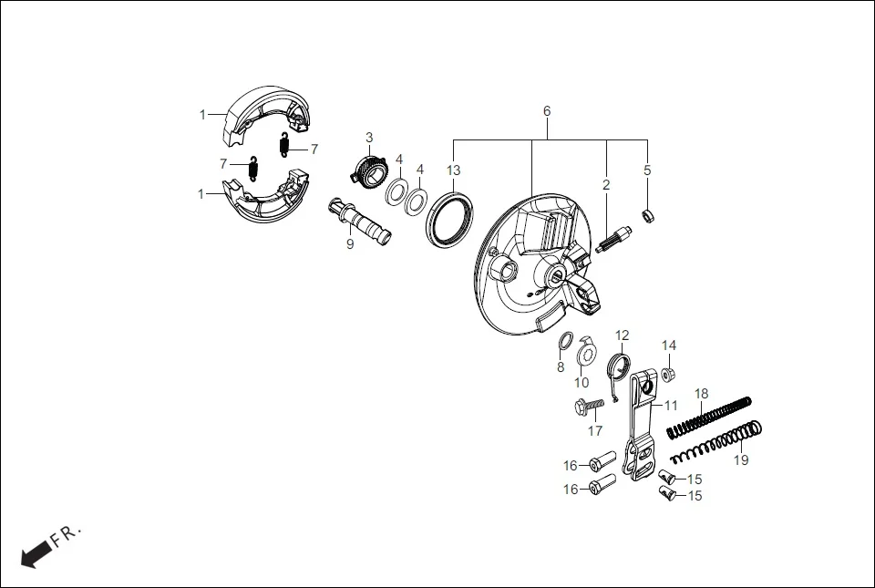 F-8 FR. BRAKE PANEL assembly diagram for Hero HF Deluxe BSVI (Jan, 2020)