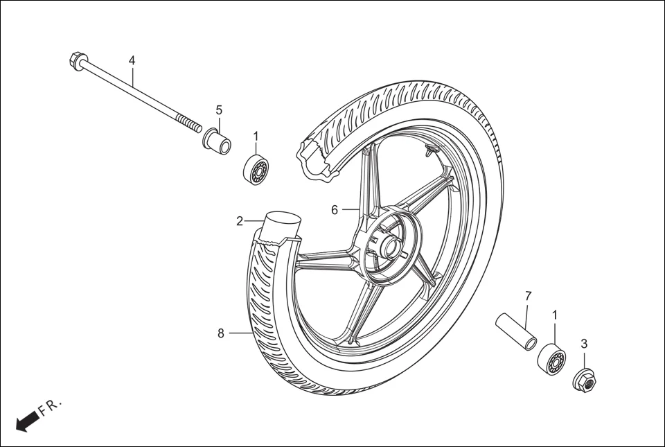 F-9 FRONT WHEEL diagram showing 42712-KCS-920