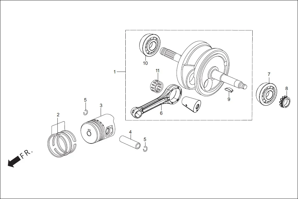E-9 CRANKSHAFT/PISTON