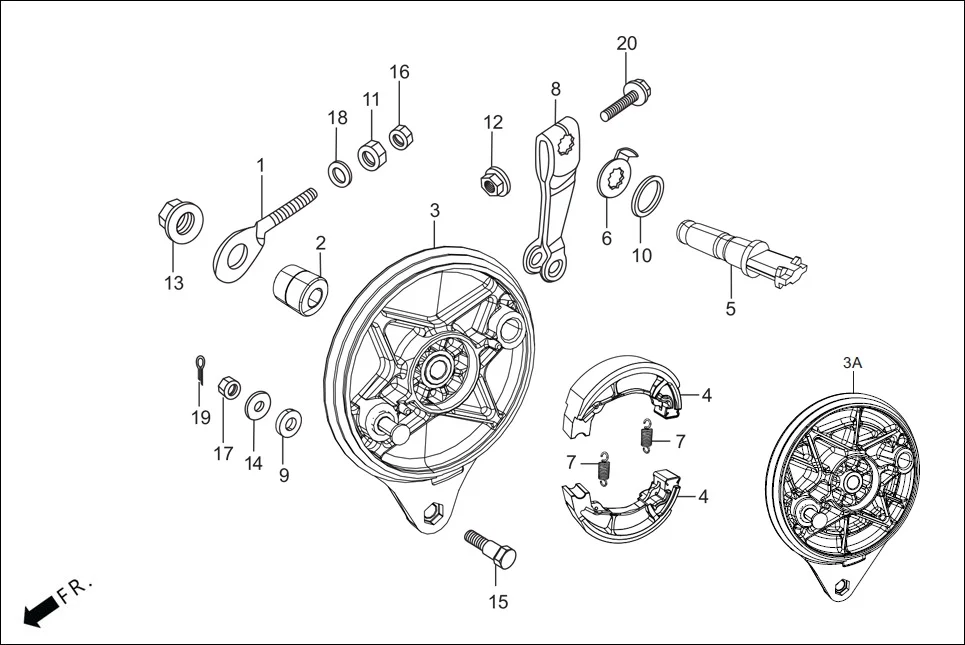 F-10 REAR BRAKE PANEL assembly diagram for Hero HF Deluxe(Jan,2023)