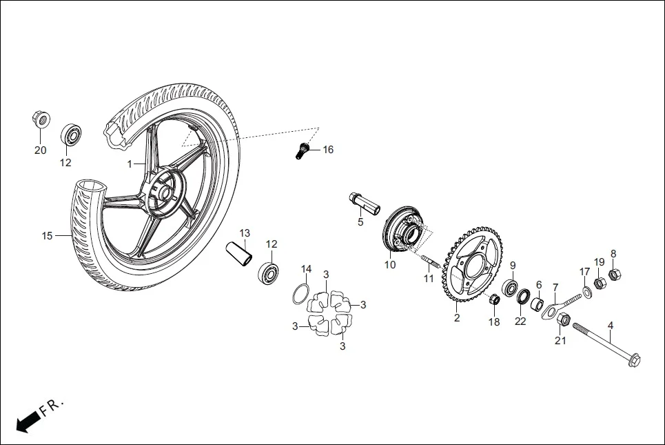 F-11A REAR WHEEL assembly diagram for Hero HF Deluxe(Jan,2023)