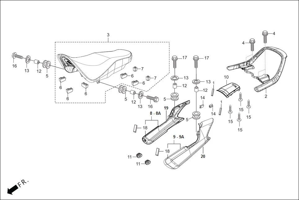 F-12 SEAT ASSY./ GRIP REAR assembly diagram for Hero HF Deluxe(Jan,2023)