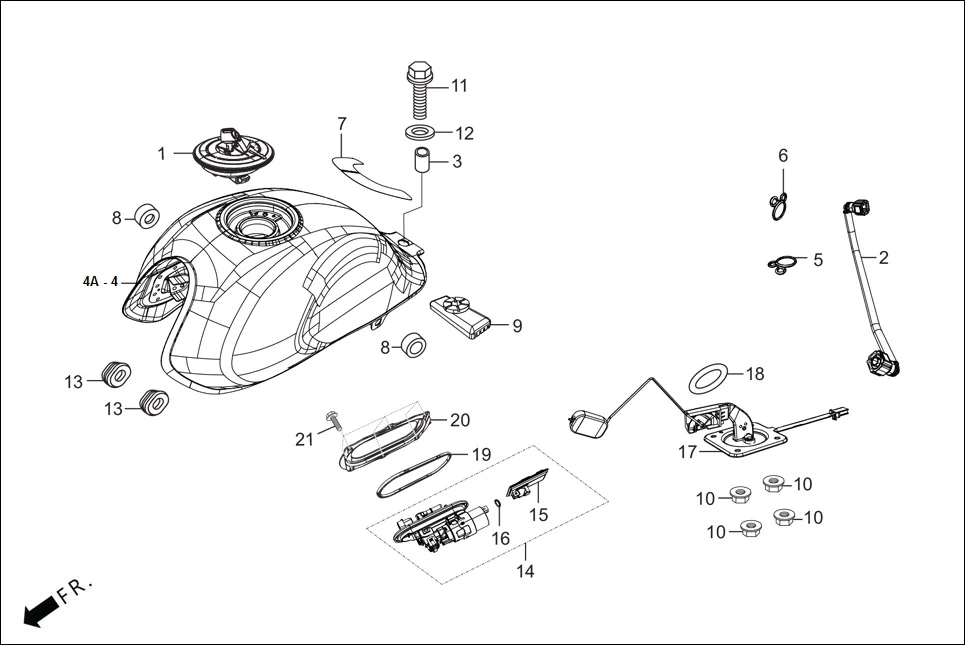 F-13 FUEL TANK assembly diagram for Hero HF Deluxe(Jan,2023)