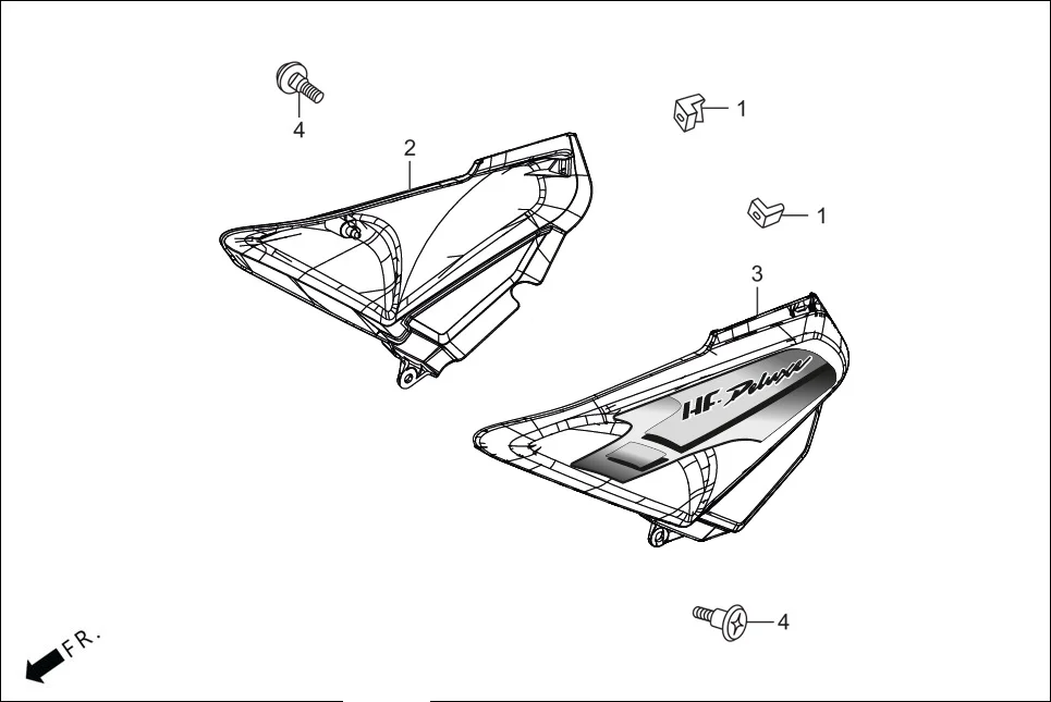 F-14 SIDE COVER assembly diagram for Hero HF Deluxe(Jan,2023)