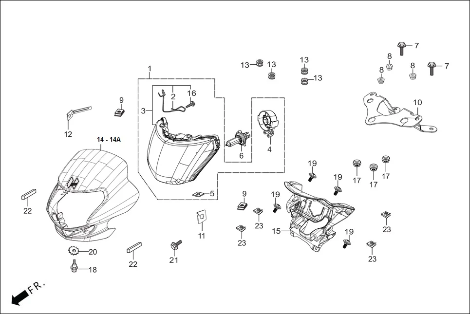 F-1 HEAD LIGHT assembly diagram for Hero HF Deluxe(Jan,2023)