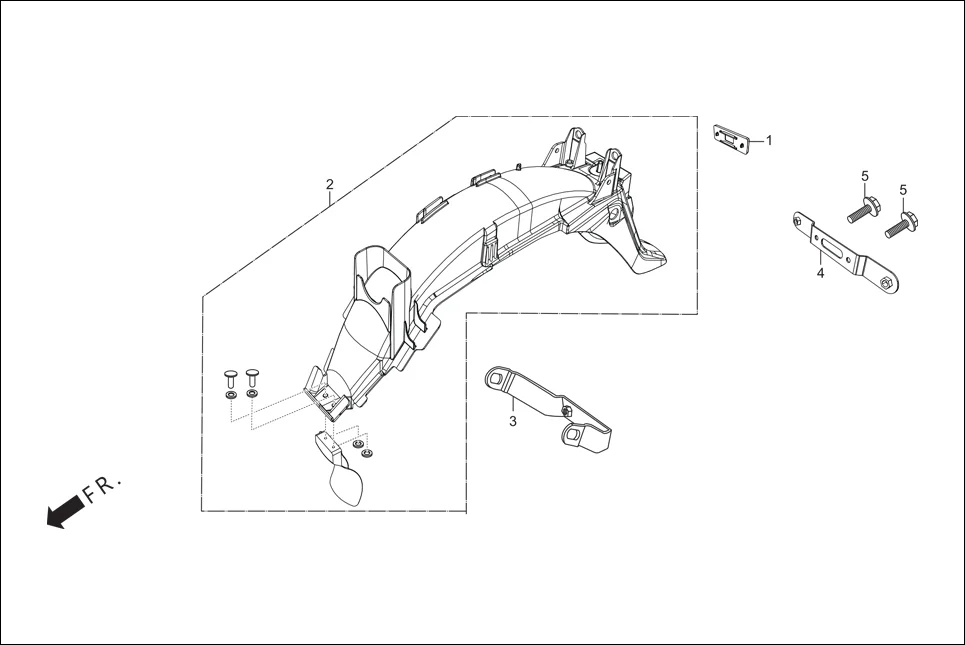 F-21 REAR FENDER assembly diagram for Hero HF Deluxe(Jan,2023)