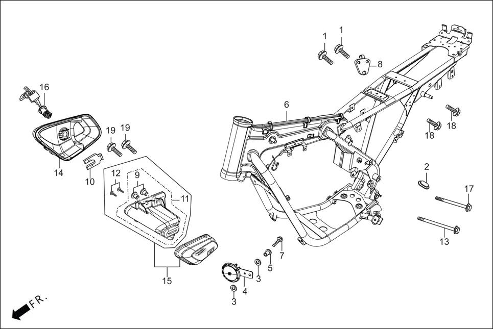 F-25 FRAME BODY/UTILITY BOX assembly diagram for Hero HF Deluxe(Jan,2023)