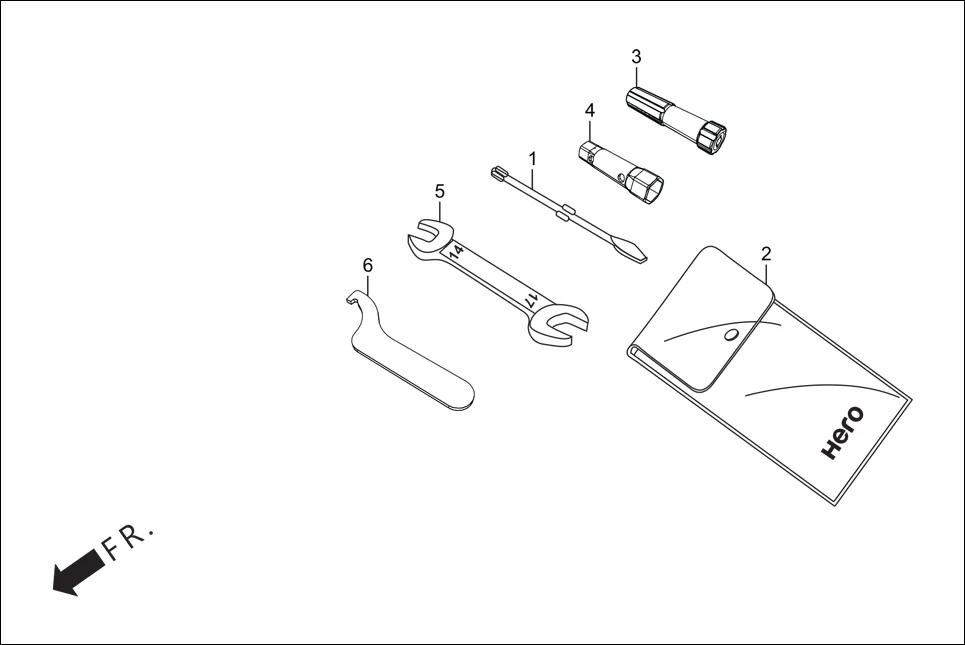 F-26 TOOLS assembly diagram for Hero HF Deluxe(Jan,2023)