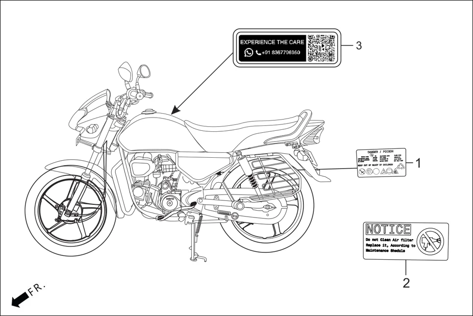 F-30 MARK CAUTION assembly diagram for Hero HF Deluxe(Jan,2023)