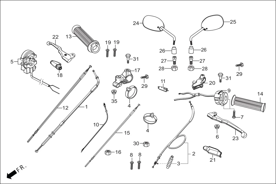 F-3 HANDLE LEVER/SWITCH/CONTROL CABLE diagram showing 53172-KTC-920