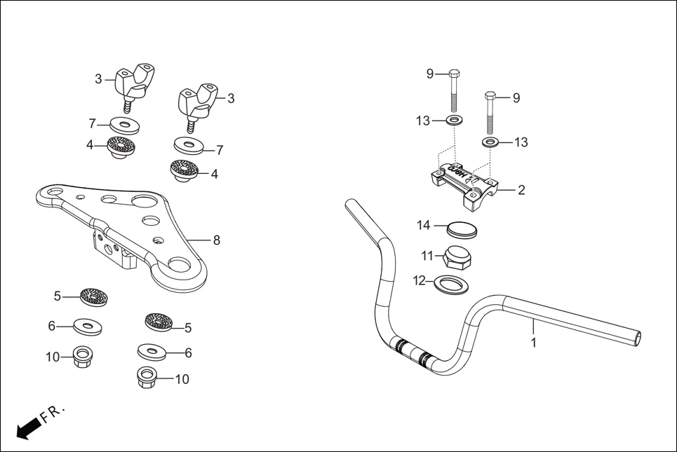 F-4 HANDLE PIPE/TOP BRIDGE assembly diagram for Hero HF Deluxe(Jan,2023)