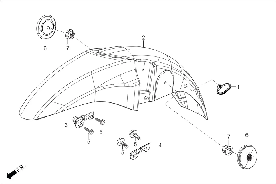 F-6 FRONT FENDER assembly diagram for Hero HF Deluxe(Jan,2023)