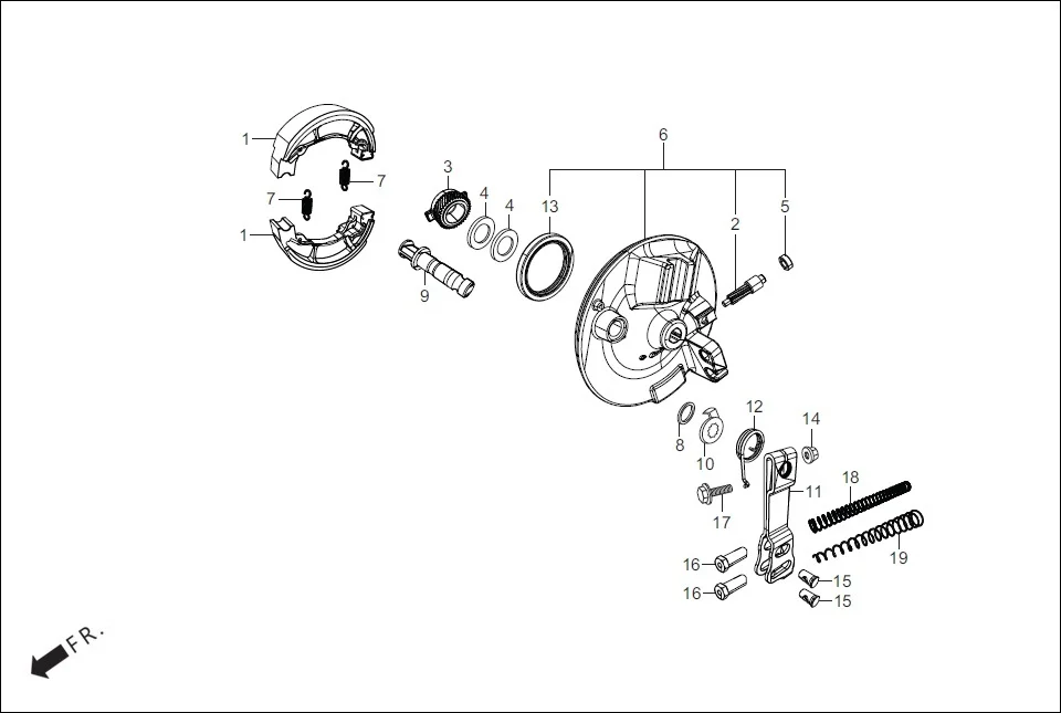 F-8 FR. BRAKE PANEL assembly diagram for Hero HF Deluxe(Jan,2023)