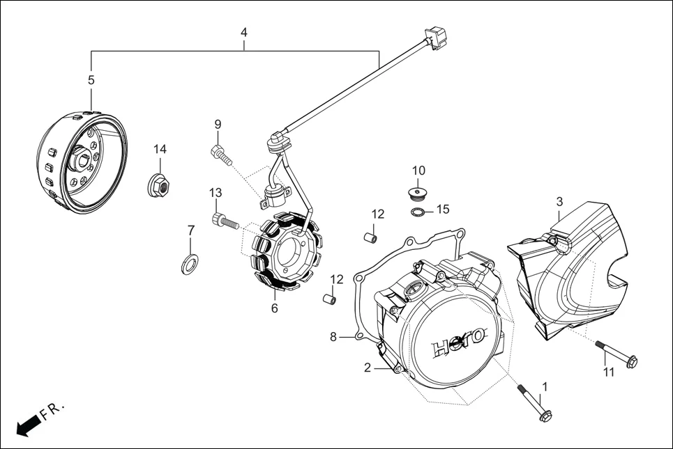 E-7-KICK LEFT CRANKCASE COVER/A.C. GEN. ASSY.