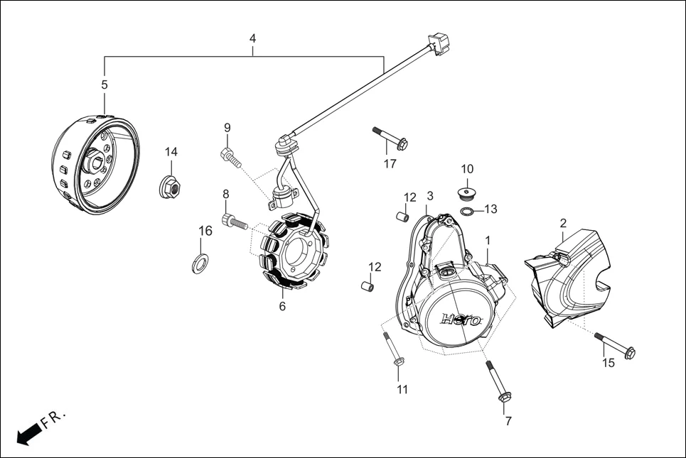 E-7A-SELF LEFT CRANKCASE COVER/A.C. GEN. ASSY. (SELF START)