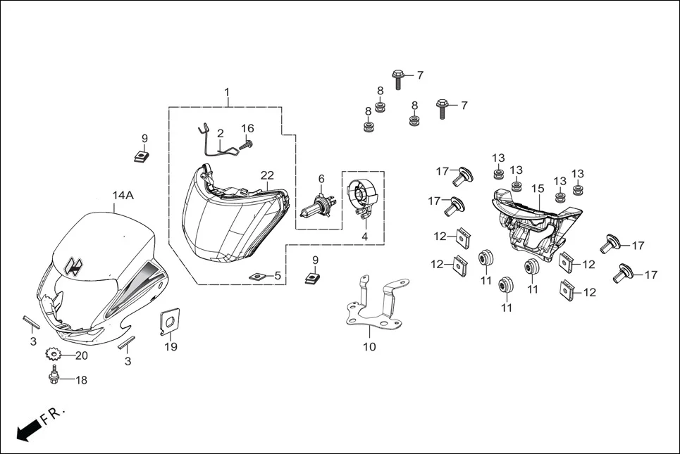 F-1-KICK HEAD LIGHT diagram showing 83400-ACK-001R