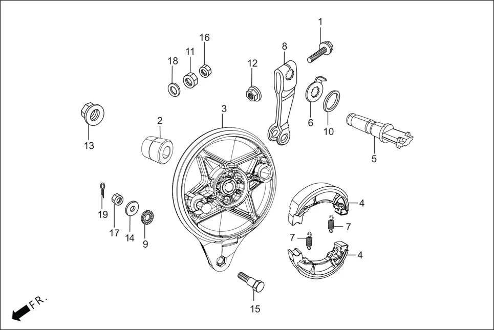 F-10-KICK REAR BRAKE PANEL diagram showing 45145-KFM-900