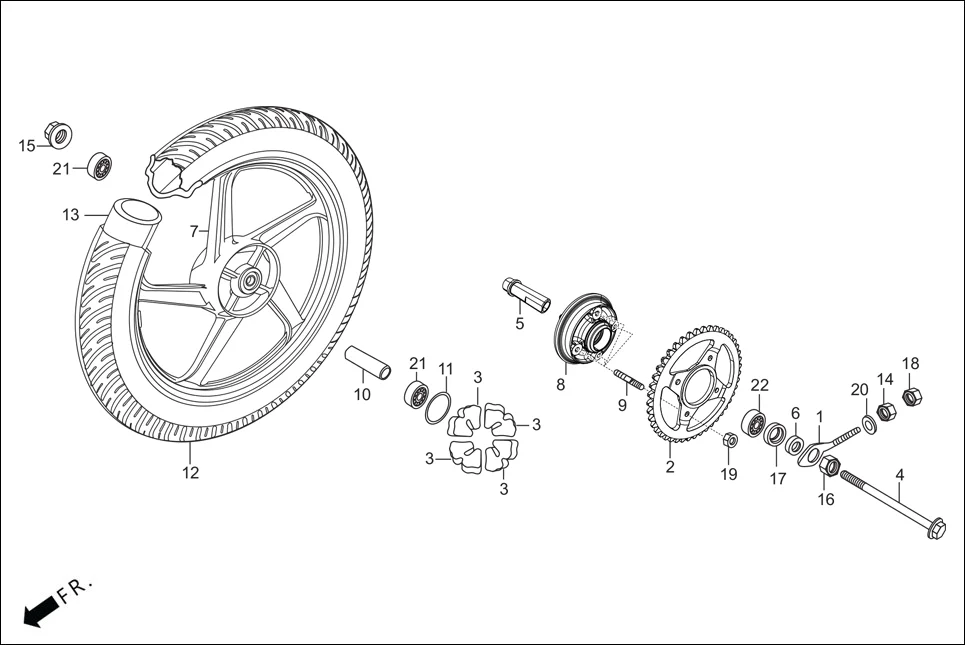 F-11-SELF REAR WHEEL diagram showing 42601-AAH-301