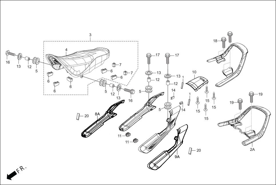 F-12-KICK SEAT ASSY./ GRIP REAR diagram showing 77256-AAH-100R