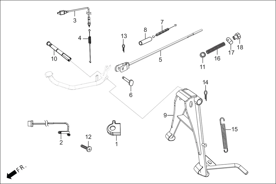 F-18-SELF MAIN STAND/PEDAL BRAKE diagram showing 35130-ABH-502