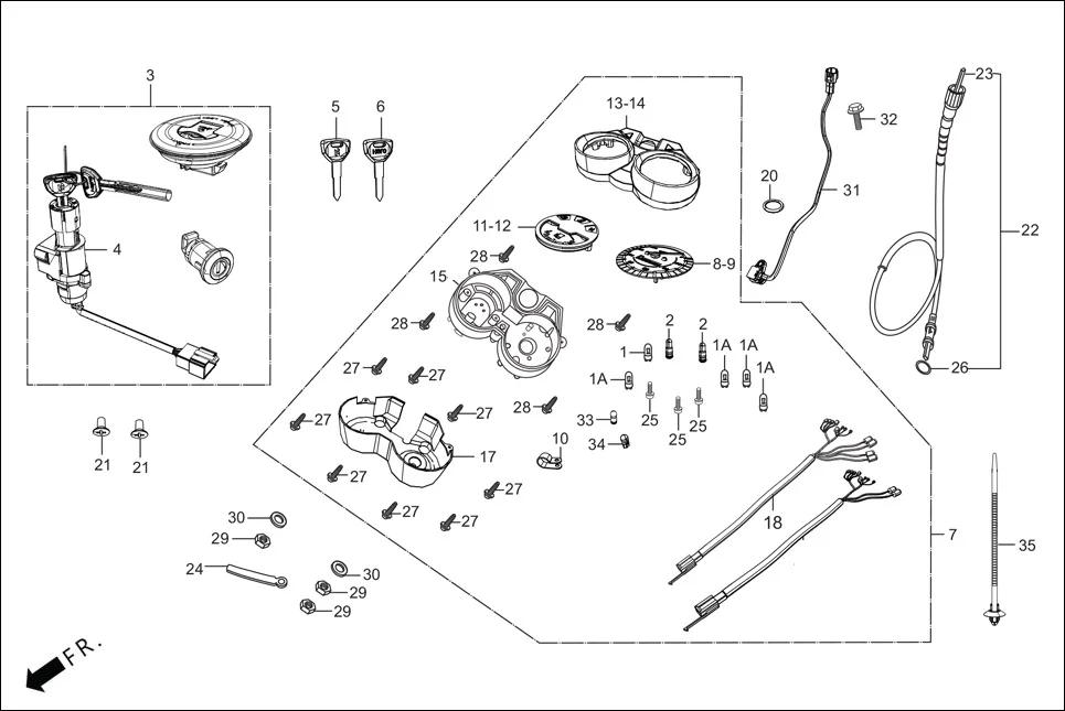 F-2-i3S SPEEDOMETER/CABLE KEY SET diagram showing 93913-24310