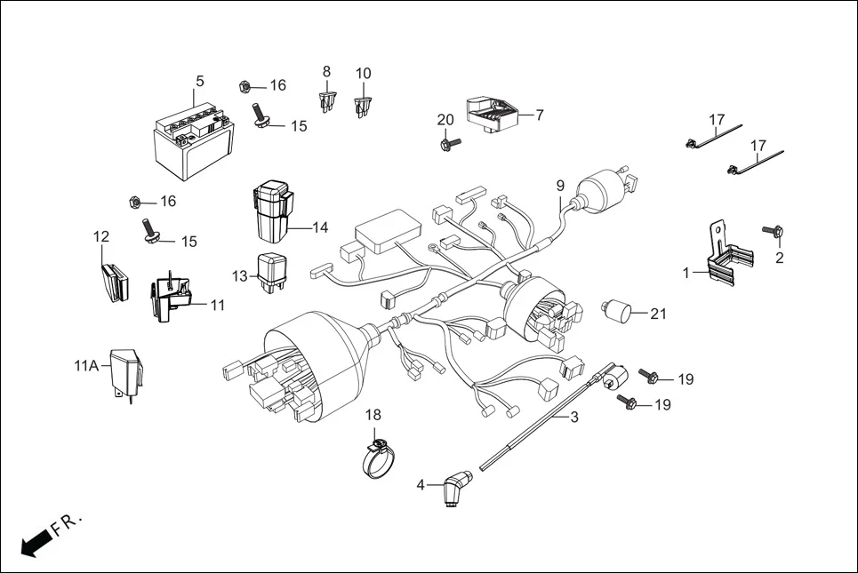 F-24-SELF WIRE HARNESS/BATTERY diagram showing 32100-ACK-910
