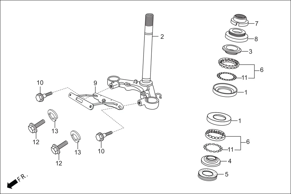 F-5 STEERING STEM diagram showing 94111-08000