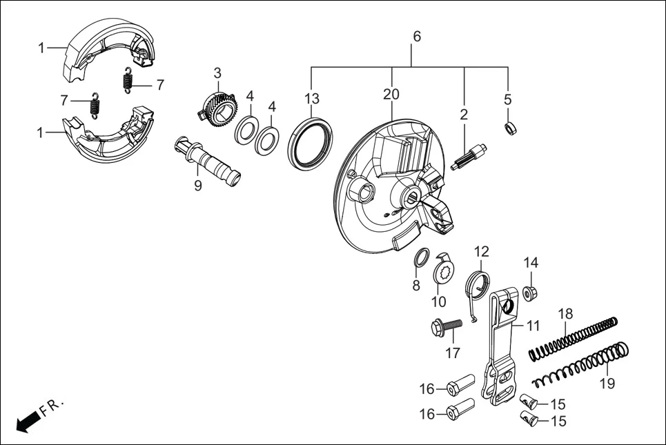 F-8-SELF FR. BRAKE PANEL assembly diagram for Hero HF Deluxe(Dec,2022)