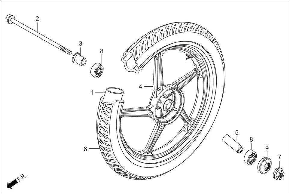 F-9-KICK FRONT WHEEL diagram showing 91251-KPH-901